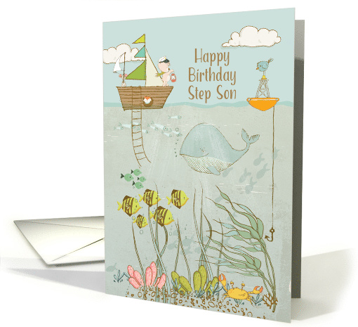 Happy Birthday to Step Son Cute Ocean Scene card (1607616)