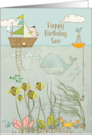 Happy Birthday to Son Cute Ocean Scene card