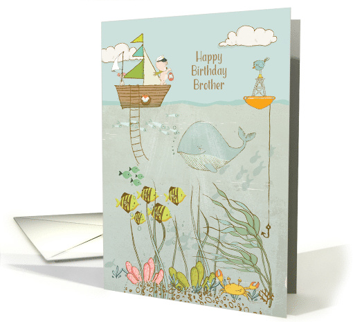 Happy Birthday to Brother Cute Ocean Scene card (1607634)