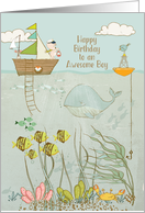 Happy Birthday to an Awesome Boy Cute Ocean Scene card