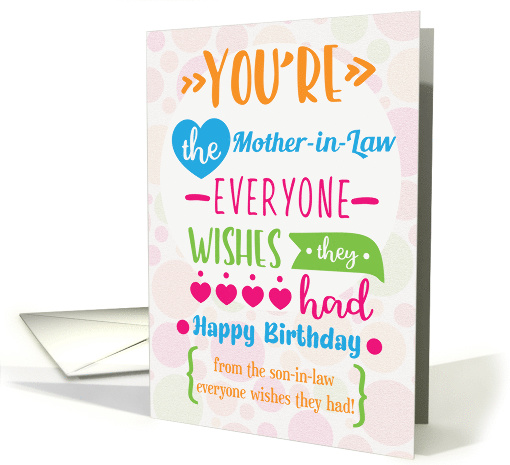 Happy Birthday to Mother in Law From Son in Law Humorous Word Art card