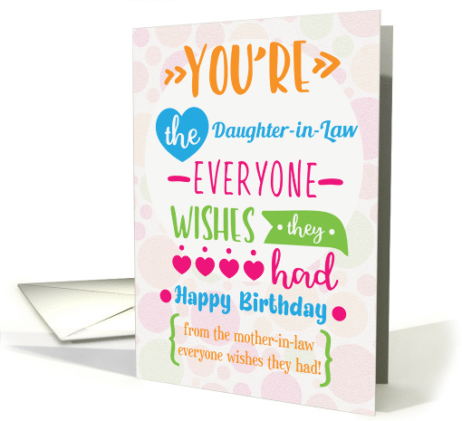 Happy Birthday to Daughter in Law From Mother in Law Word Art card