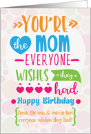 Happy Birthday to Mother from Son and Son in Law Humorous Word Art card