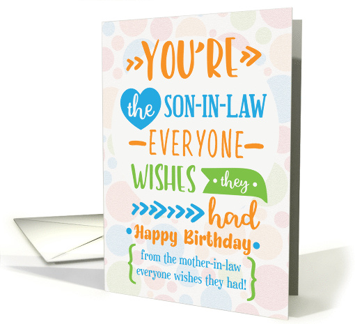 Happy Birthday to Son in Law from Mother in Law Word Art card