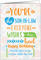 Happy Birthday to Son in Law from Father in Law Word Art card