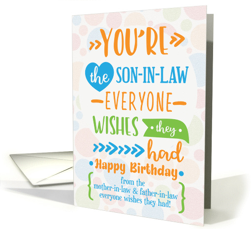 Happy Birthday to Son in Law from Mother in Law and Father in Law card
