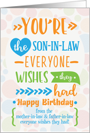 Happy Birthday to Son in Law from Mother in Law and Father in Law card