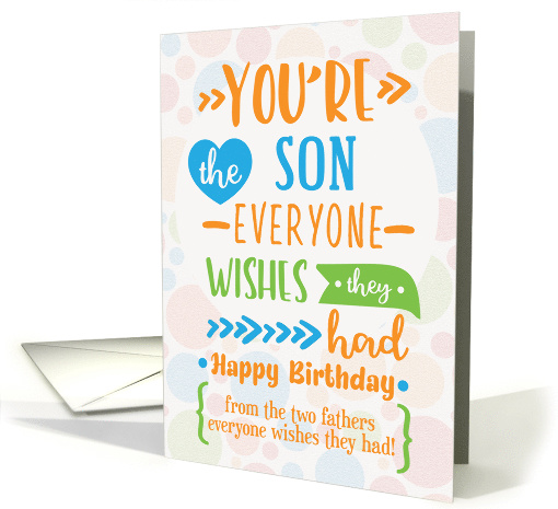Happy Birthday to Son From Two Fathers Colorful Word Art card