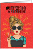 Happy Birthday to Goddaughter Hashtag, Pop Girl and Peace Sign card