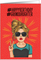 Happy Birthday to Granddaughter Hashtag, Pop Girl and Peace Sign card