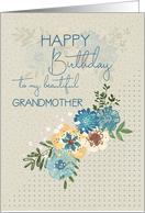 Happy Birthday to Grandmother Pretty Flowers and Polka Dots card