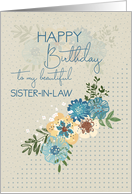Happy Birthday to Sister in Law Pretty Flowers and Polka Dots card