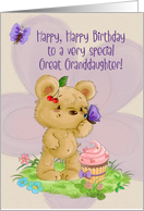 Happy Birthday to Great Granddaughter Adorable Bear and Cupcake card