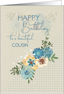 Happy Birthday to Cousin Pretty Flowers and Polka Dots card