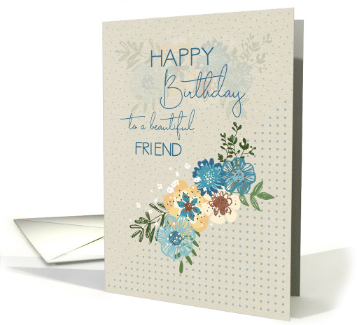 Happy Birthday to Friend Pretty Flowers and Polka Dots card (1630542)