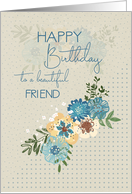 Happy Birthday to Friend Pretty Flowers and Polka Dots card