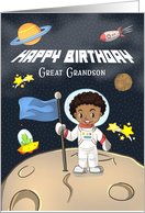 Happy Birthday to Great Grandson African American Boy in Space card