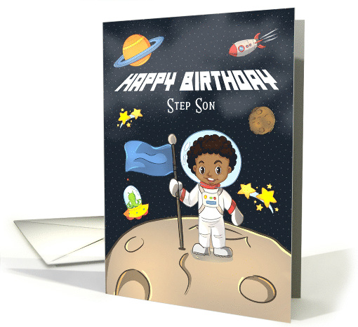 Happy Birthday to Step Son, African American Boy in Space... (1632084)