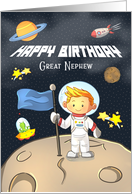 Happy Birthday to Great Nephew, Boy in Space with Planets card