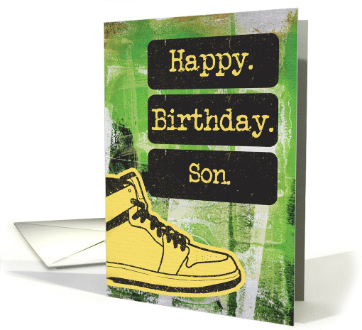 Son Happy Birthday Sneaker and Word Art Grunge Effect card (1635116)