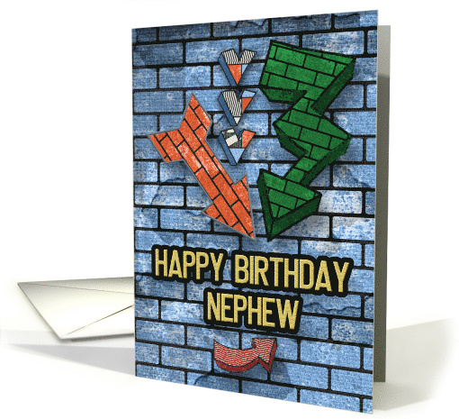 Happy Birthday to Nephew Fun Bold Graphic Brick Wall and Arrows card