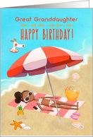 Happy Birthday to Great Granddaughter Bright Beach Scene card