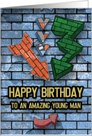 Happy Birthday to an Amazing Young Man Brick Wall and Arrows card
