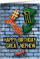 Great Nephew 11th Birthday Bold Graphic Brick Wall and Arrows card