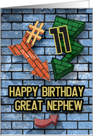Happy 11th Birthday to Great Nephew Bold Graphic Brick Wall and Arrows card