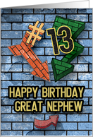 Great Nephew 13th Birthday Bold Graphic Brick Wall and Arrows card