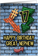 Happy 17th Birthday to Great Nephew Bold Graphic Brick Wall and Arrows card