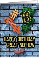 Happy 18th Birthday to Great Nephew Bold Graphic Brick Wall and Arrows card
