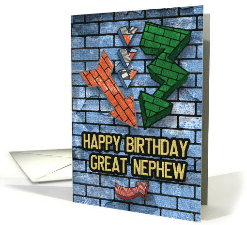Great Nephew Birthday Bold Graphic Brick Wall and Arrows card