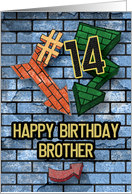 Happy 14th Birthday to Brother Bold Graphic Brick Wall and Arrows card