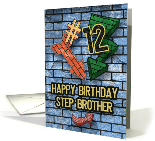 Happy 12th Birthday to Step Brother Bold Graphic Brick... (1637922)