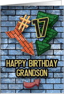 Happy 17th Birthday to Grandson Bold Graphic Brick Wall and Arrows card