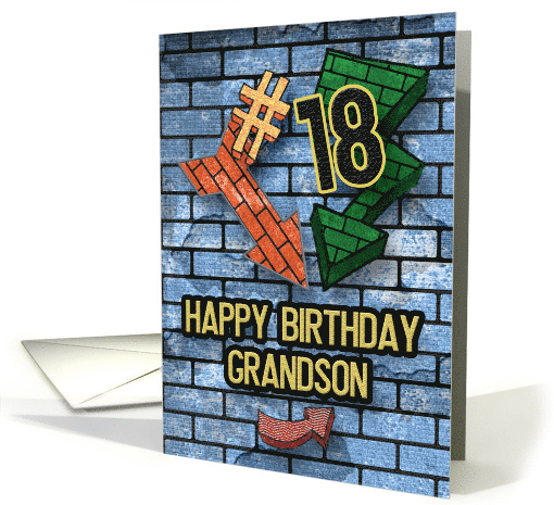 Happy 18th Birthday to Grandson Bold Graphic Brick Wall... (1638506)