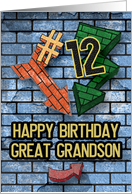 Happy 12th Birthday to Great Grandson Bold Graphic Brick Wall card