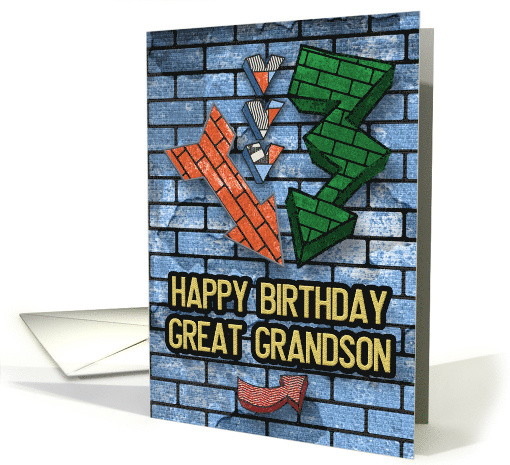 Happy Birthday to Great Grandson Bold Graphic Brick Wall card