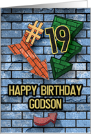 Happy 19th Birthday to Godson Bold Graphic Brick Wall and Arrows card