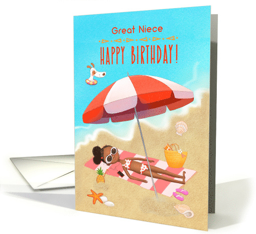 Happy Birthday to Great Niece African American Girl on the Beach card