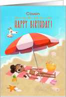 Happy Birthday to Cousin African American Girl on the Beach card
