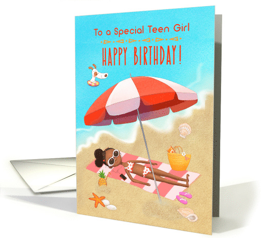 Happy Birthday to Teen Girl African American Girl on the Beach card
