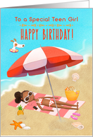 Happy Birthday to Teen Girl African American Girl on the Beach card