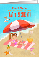 Happy Birthday to Great Niece Bright Beach Scene card