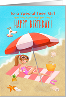 Happy Birthday to a Special Teen Girl Young Tween Girl on the Beach card