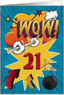 21st Birthday Greeting Bold and Colorful Comic Book Style card