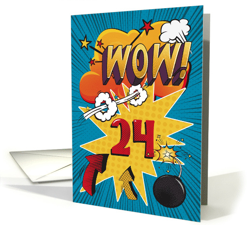 24th Birthday Greeting Bold and Colorful Comic Book Style card