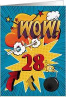 28th Birthday Greeting Bold and Colorful Comic Book Style card
