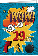 29th Birthday Greeting Bold and Colorful Comic Book Style card